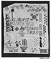 Sampler, Cotton, wool and silk on cotton, German