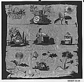 Sampler, Silk and silver thread on silk, Austrian