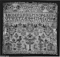 Sampler, Silk on wool canvas, Scandinavian