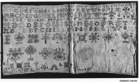 Embroidered sampler, Silk on linen, Dutch, Friesland