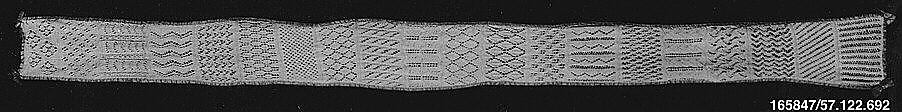 Sampler, Wool, knitted lace, German