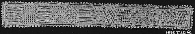 Sampler, Cotton, knitted lace, German