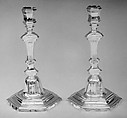 Pair of candlesticks, François II Lacassaigne (born 1706, master 1733, recorded 1773), Silver, French, Montauban (Toulouse Mint)
