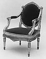 Armchair (one of a pair), Carved, painted and gilded beech, French