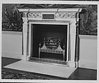 Chimneypiece from the Tapestry Room from Croome Court, Lapis lazuli tablet provided by Joseph Wilton (British, London 1722–1803 London), Marble, lapis lazuli, British