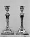 Pair of candlesticks, John Winter and Co., Sheffield plate, British, Sheffield