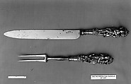 Carving knife and fork, Steel, silver-gilt, British, probably London