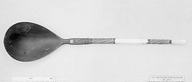 Spoon, Wood, coral, mother-of-pearl, brass and wax, Southern Italian or Northern African