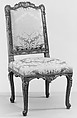Side chair (part of a set), Carved beech with crimson damask, French