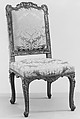 Side chair (part of a set), Carved beech with crimson damask, French