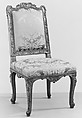 Side chair (part of a set), Carved beech with crimson damask, French