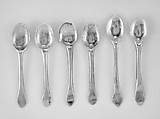 Six miniature spoons (part of a set), David Clayton  British, Silver, British, London