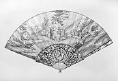 Fan, Parchment, paint, mother-of-pearl, gold, silver, glass, Italian