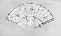 Fan, Silk, metal thread, ivory, glass, gold and silver foil, French