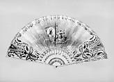 Fan, Paper, ivory, gold and silver gilt, mother-of-pearl, gold foil, glass, French