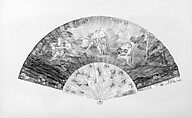 Fan, Parchment, paint, mother-of-pearl, glass, Italian
