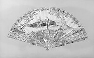 Fan, Parchment, paint, mother-of-pearl, glass, Italian