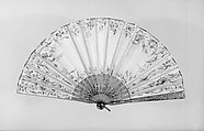 Fan, Painted by Dauryf (?), Parchment, silk, imitation tortoiseshell, gilt, glass, metal, French