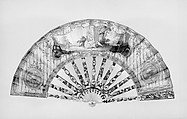 Fan, Paper, mother-of-pearl, gold and silver, glass, French