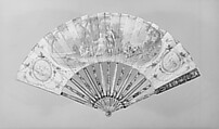 Fan, Paper, paint, mother-of-pearl, gold, silver, glass, French