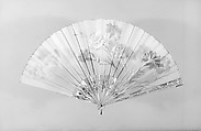 Fan, Billotey, Silk, paint, mother-of-pearl, gold, silver, glass, brass, French