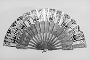 Fan, Paper, paint, gilt, foil, wood, mother-of-pearl, steel, Spanish or French
