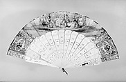 Fan, Paper, paint, gilt, ivory, gold foil, mother-of-pearl, metal, French