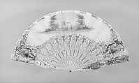 Fan, Paper, paint, gilt, ivory, glass, French