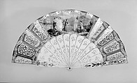 Fan, Paper, paint, gilt, ivory, glass, French