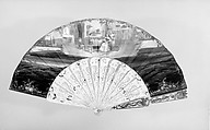 Fan, Paper, paint, gilt, ivory, glass, French