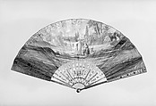 Fan, Paper, paint, gilt, ivory, metal, glass, mother-of-pearl, French