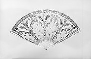 Fan, Silk, paillettes, chenille, gilded fabric, ivory, paint, glass, parchment, French