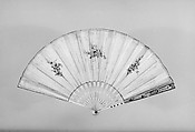 Fan, Paper, parchment, paint, ivory, gold, silver, steel, glass, French