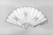 Fan, Parchment, paper, paint, gilt, mother-of-pearl, gold, silver, turquoise, metal, French