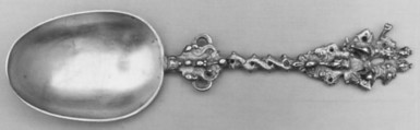 Figure-top spoon, Ate Scheverstein, Silver, Dutch, Leeuwarden
