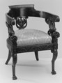 Armchair, Mahogany veneer on walnut, Italian