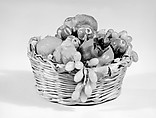 Basket of fruit and vegetables, Wax and wicker, Italian, Naples