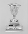 Pair of piano candlesticks, N. Smith and Co., Sheffield plate, British