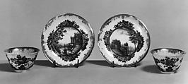 Pair of teabowls and saucers, Meissen Manufactory German, Hard-paste porcelain, German, Meissen