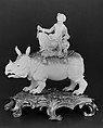 Turk on a rhinoceros, Ludwigsburg Porcelain Manufactory (German, 1758–1824), Hard-paste porcelain, gilt bronze, German, Ludwigsburg