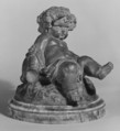 Bacchic infant, Terracotta; base: red and gray variegated white marble, French