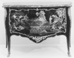 Pair of commodes, François Rübestuck (ca. 1722–1785, master 1766), Oak, japanned black and gold; gilt bronze, marble, French