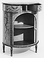 Pair of demi-lune cabinets, Wood: spruce back frame, oak, solid mahogany top and sides, British