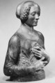Lady holding a bunch of flowers to her breast, After a composition by Andrea del Verrocchio (Italian, Florence 1435–1488 Venice), Plaster and stucco, polychromed and gilt, Italian, Florence