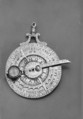 Portable horizontal nocturnal sundial and altitude sundial, Brass, water-gilt, French