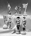 Chess set, Parker L. Hall  , Menlo Park, California, Wood, American, Menlo Park, California