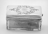 Crystal box with hinged cover (part of a set), Johann Bernhard Hertz (Hentz), Silver, crystal, leather, Russian, St. Petersburg