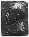 Portrait of Pierre Puvis de Chavannes (1824–1898), greatest of French decorative painters, Alexandre-Louis-Marie Charpentier French, Bronze, cast, oblong, rectangle, single, French