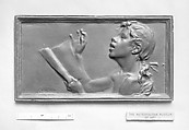 Nude bust of girl singing with animation (Le Chant) (one of a pair of designs for box-covers), Alexandre-Louis-Marie Charpentier French, Bronze, cast, oblong, rectangle, single, French