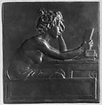 Known as "The Book Cover", enlargement of a plaquette-medal for the Societé des Amis des Livres, Alexandre-Louis-Marie Charpentier French, Bronze, cast, French